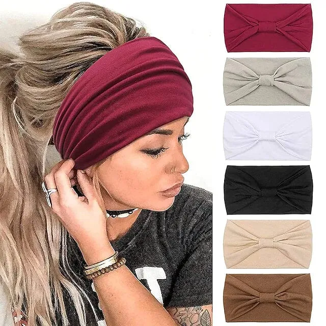 6-Piece: Wide Boho Bandeau Head Bands for Women