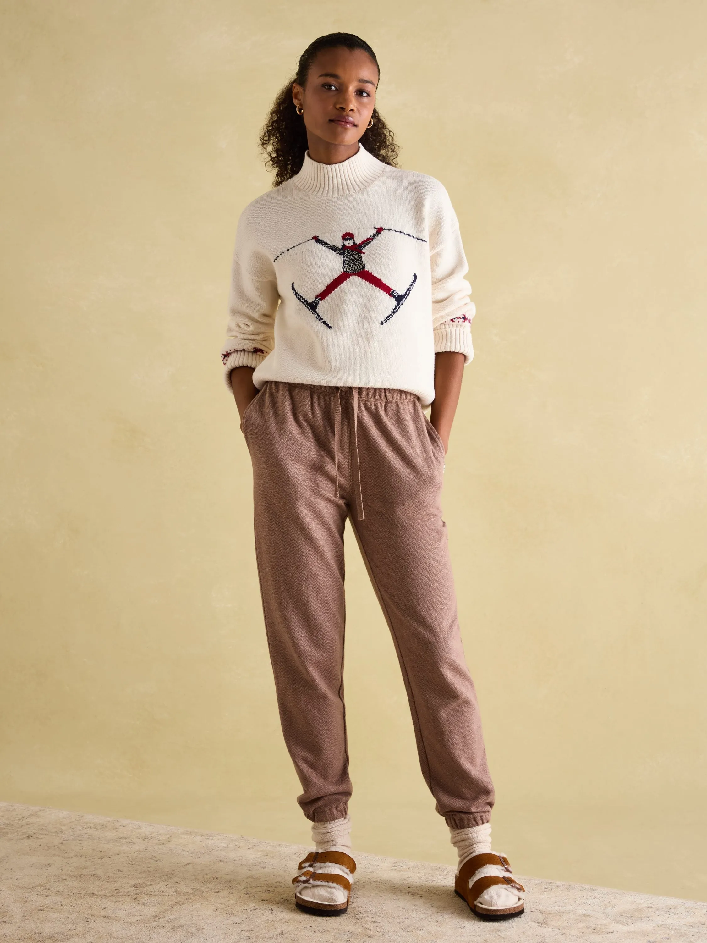 Abigail Cream High Neck Intarsia Ski Jumper