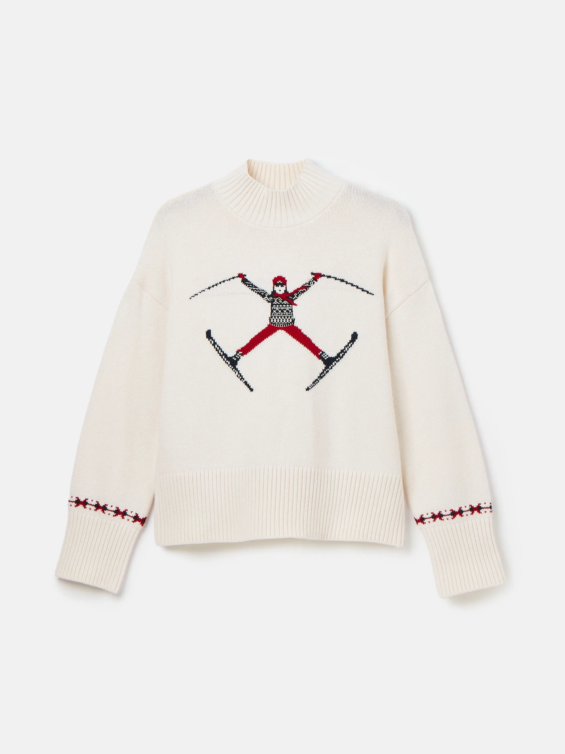 Abigail Cream High Neck Intarsia Ski Jumper