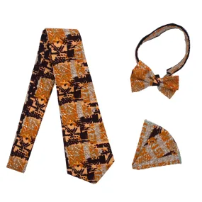 African print bow tie dark brown and yellow print for men - MS6