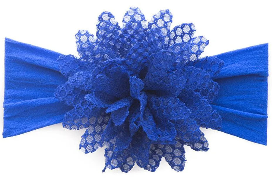 Baby Bling Fishnet Flower Headband (10 Colors)