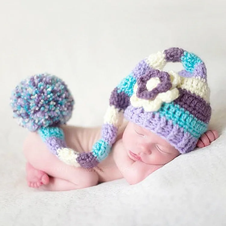 Babymoon Baby Long Tail Ball Cap | Baby Photography Props | Costume | Blue