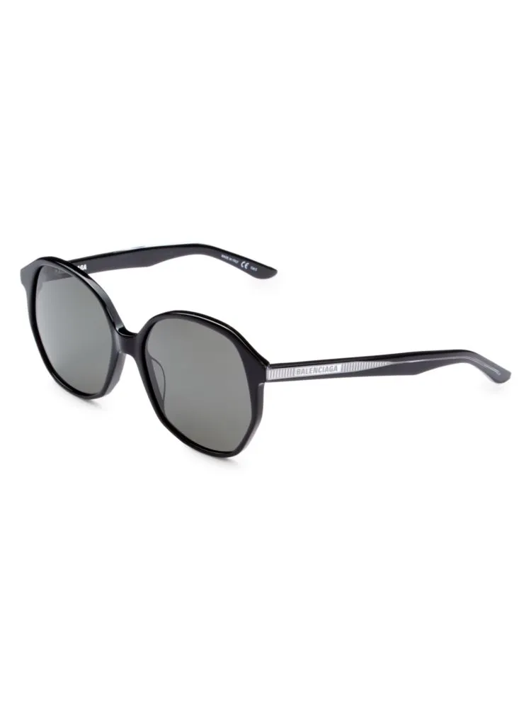 Balenciaga Core 58MM Round Sunglasses, Black