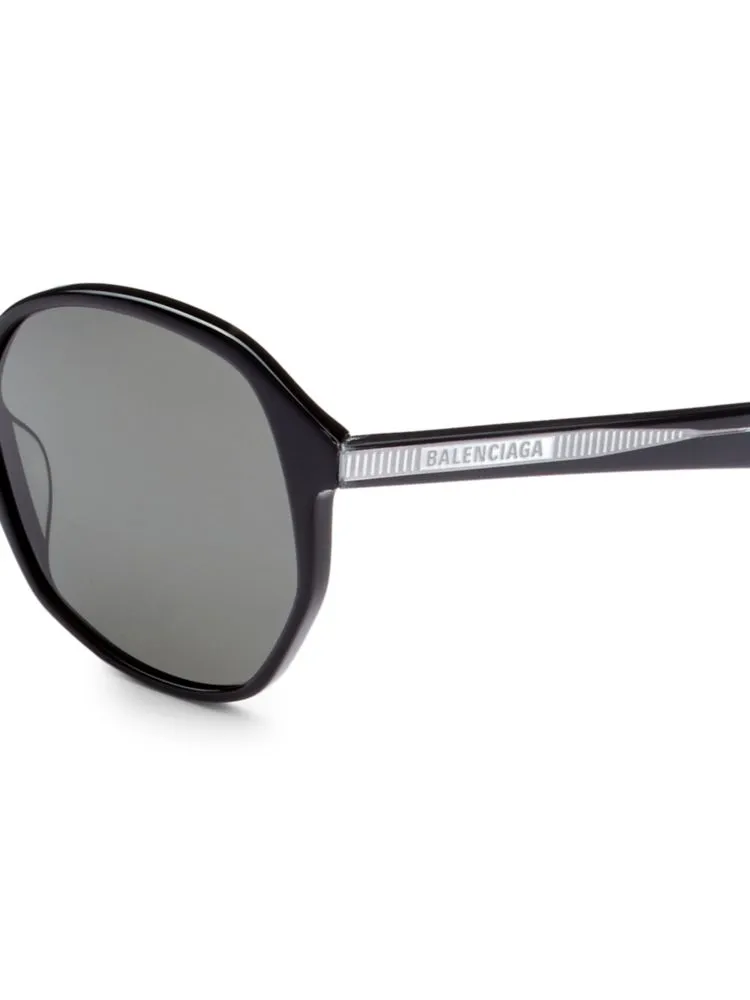 Balenciaga Core 58MM Round Sunglasses, Black