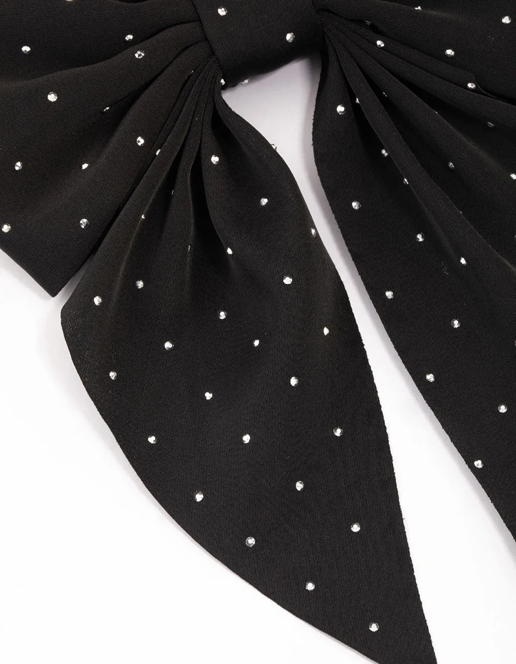 Black Fabric Bow Diamante Hair Scrunchie