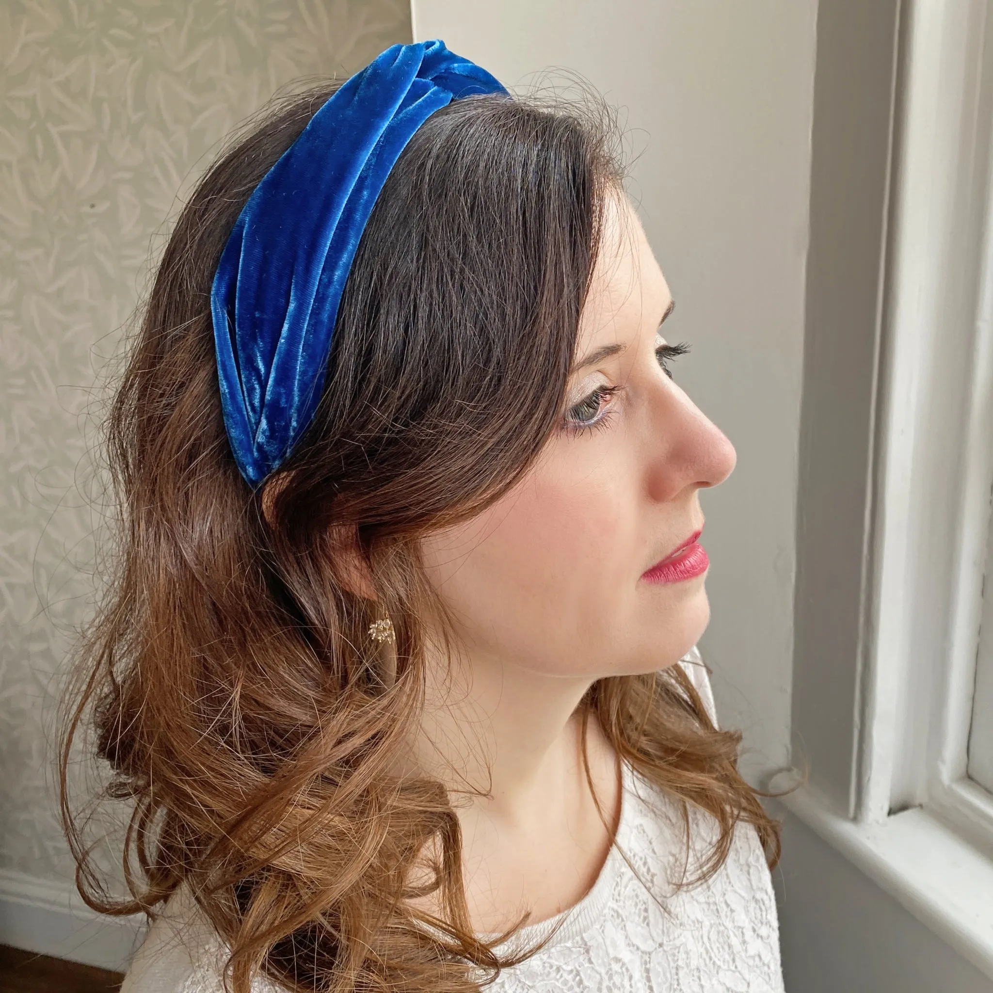 Blue Headband Velvet Headband Knot Hair Band