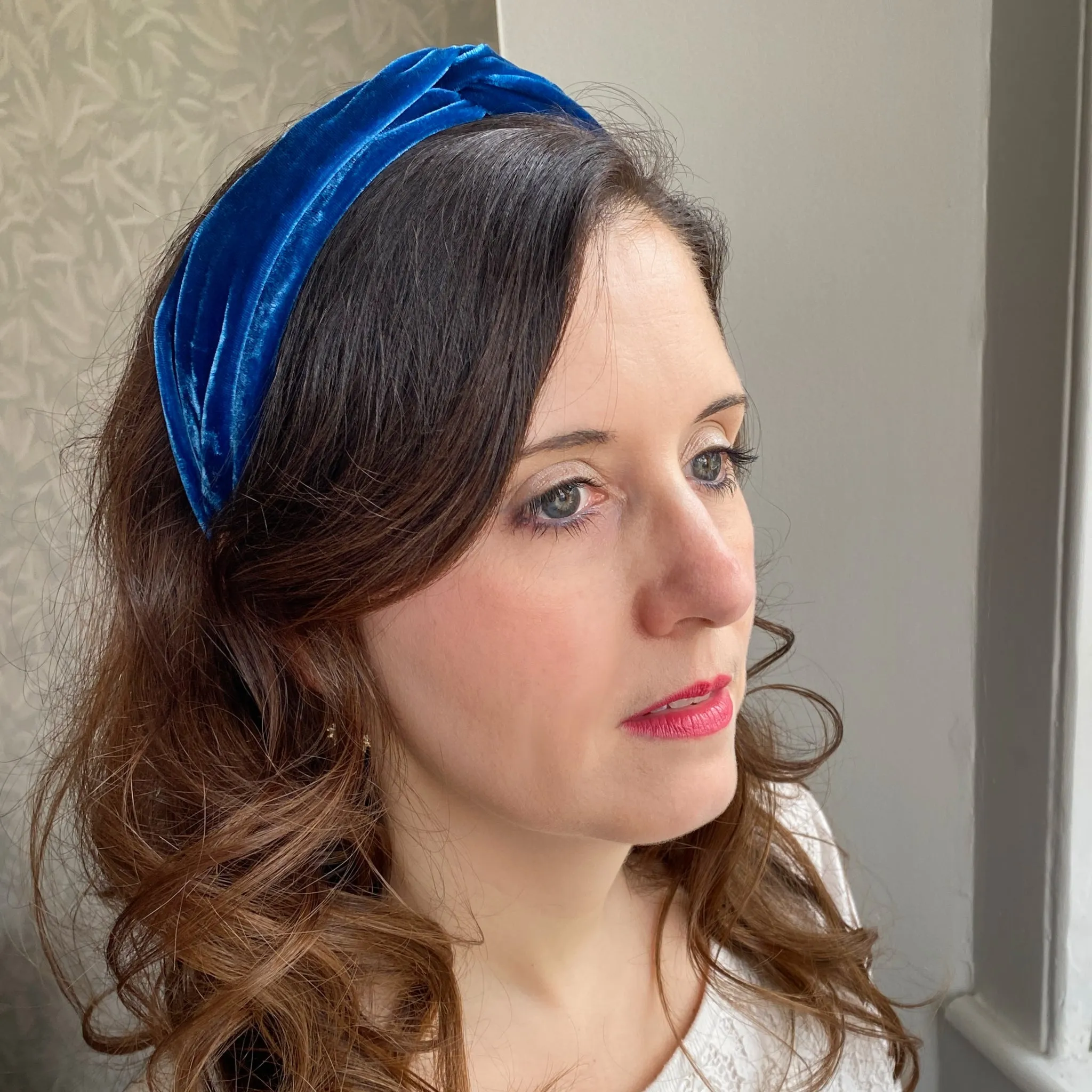 Blue Headband Velvet Headband Knot Hair Band