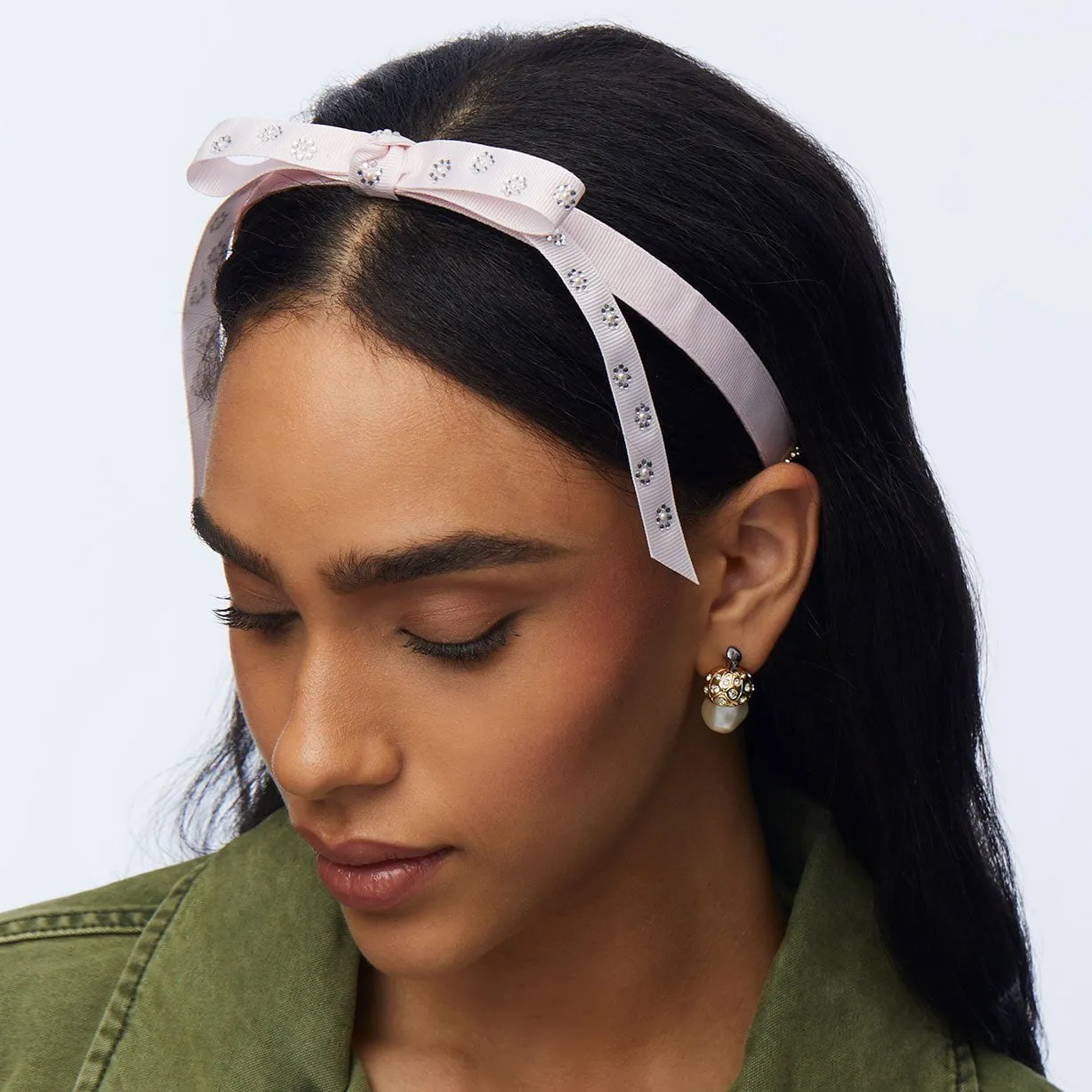 BLUSH EMBELLISHED BARDOT SLIM RIBBON
HEADBAND