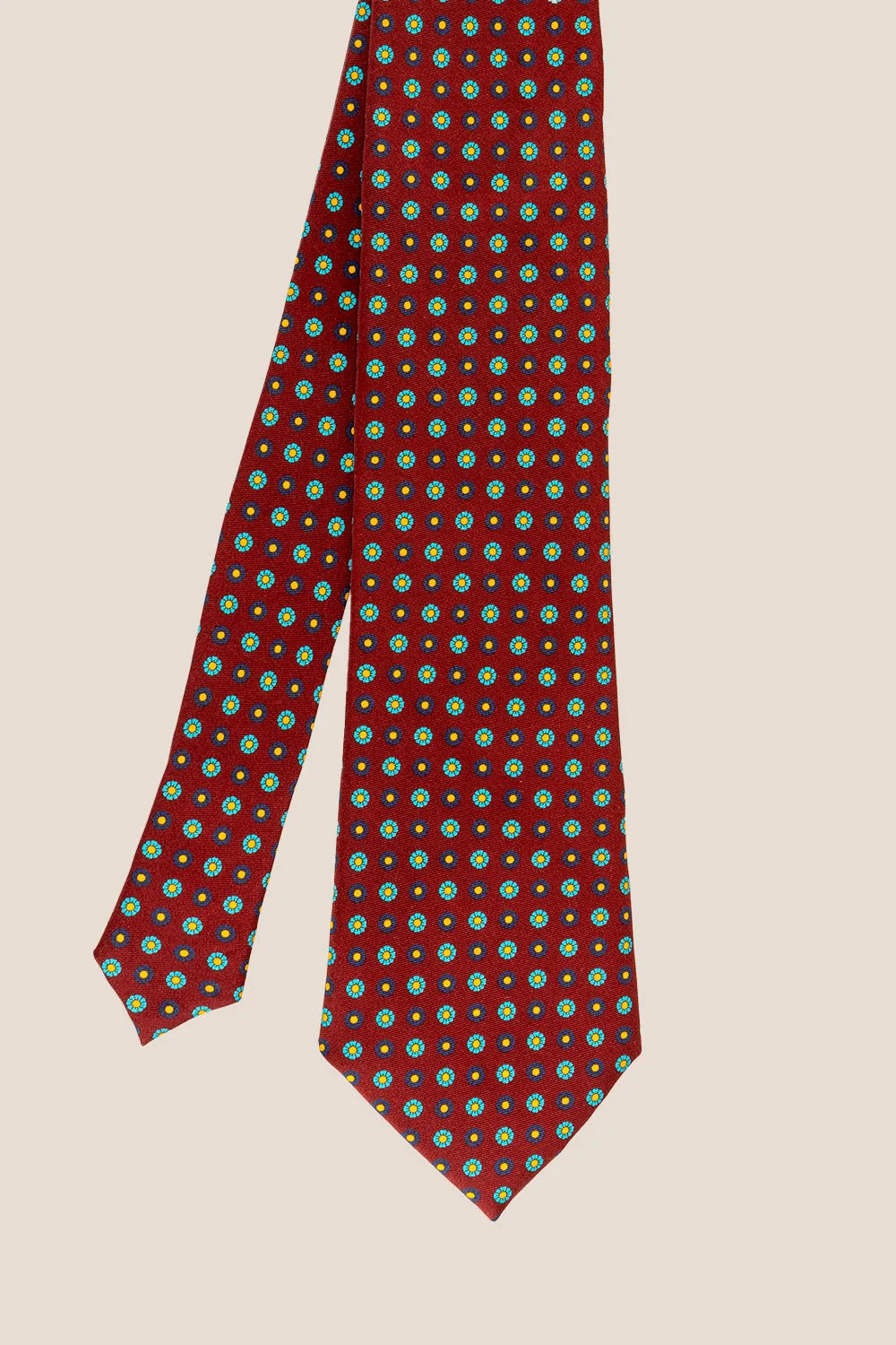 Burgundy Geometric Pattern Silk Tie