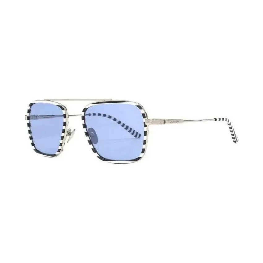 Calvin Klein Unisex Square Blue Tint Sunglasses with Stripes