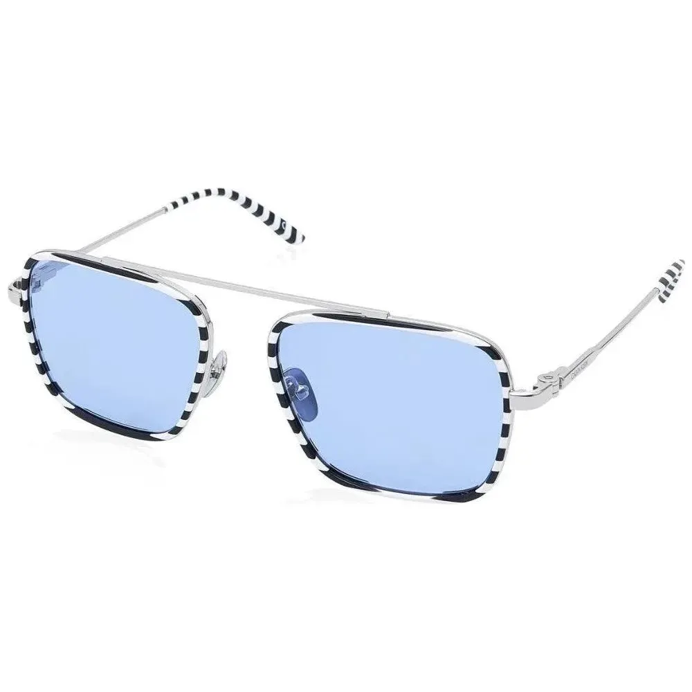 Calvin Klein Unisex Square Blue Tint Sunglasses with Stripes