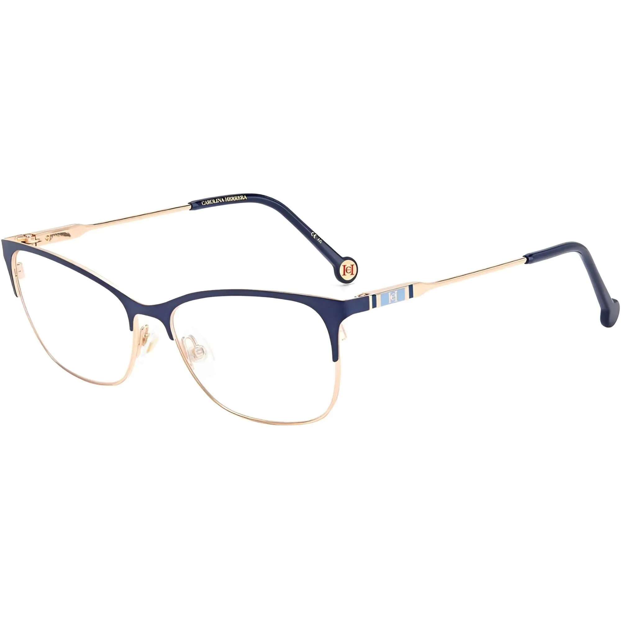 Carolina Herrera Women's Eyeglasses - Gold Blue Metal Frame Demo Lens | CH 0074 0LKS