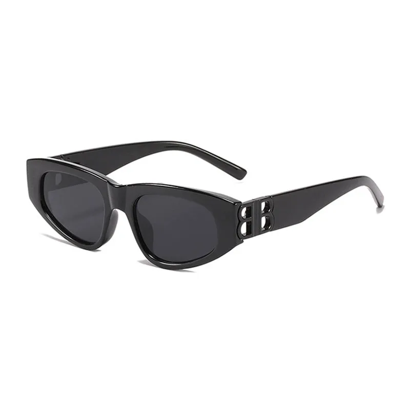 Cat's Eye Black Retro Women's Slim Looking Degrees Sunglasses