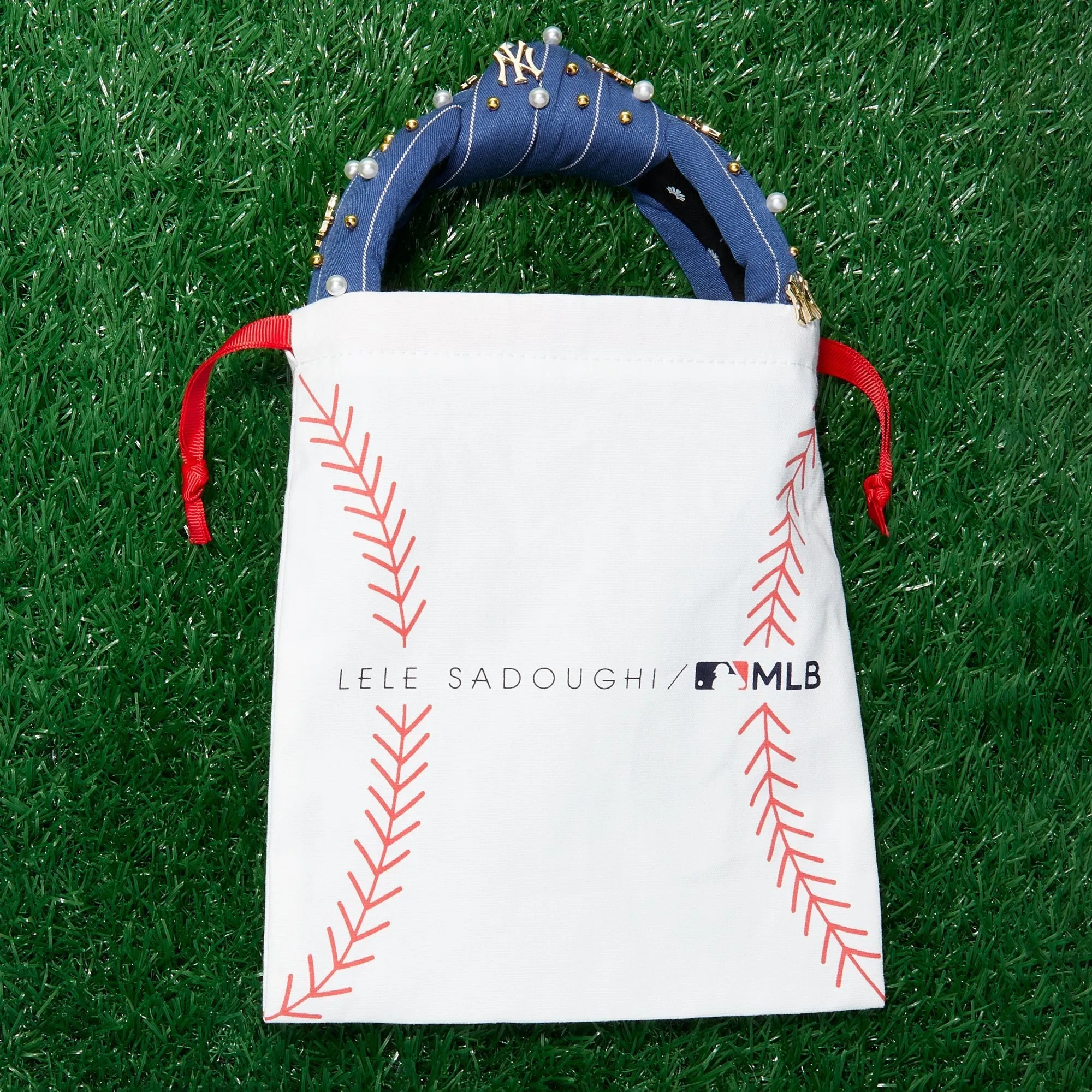 CHICAGO CUBS LELE SADOUGHI / MLB NAVY EMBELLISHED KNOTTED HEADBAND