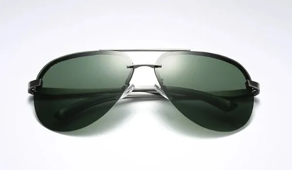 Classy Men Rimless Green Aviator Sunglasses