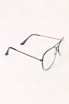 Clear Lens Wire Frame Aviator Glasses