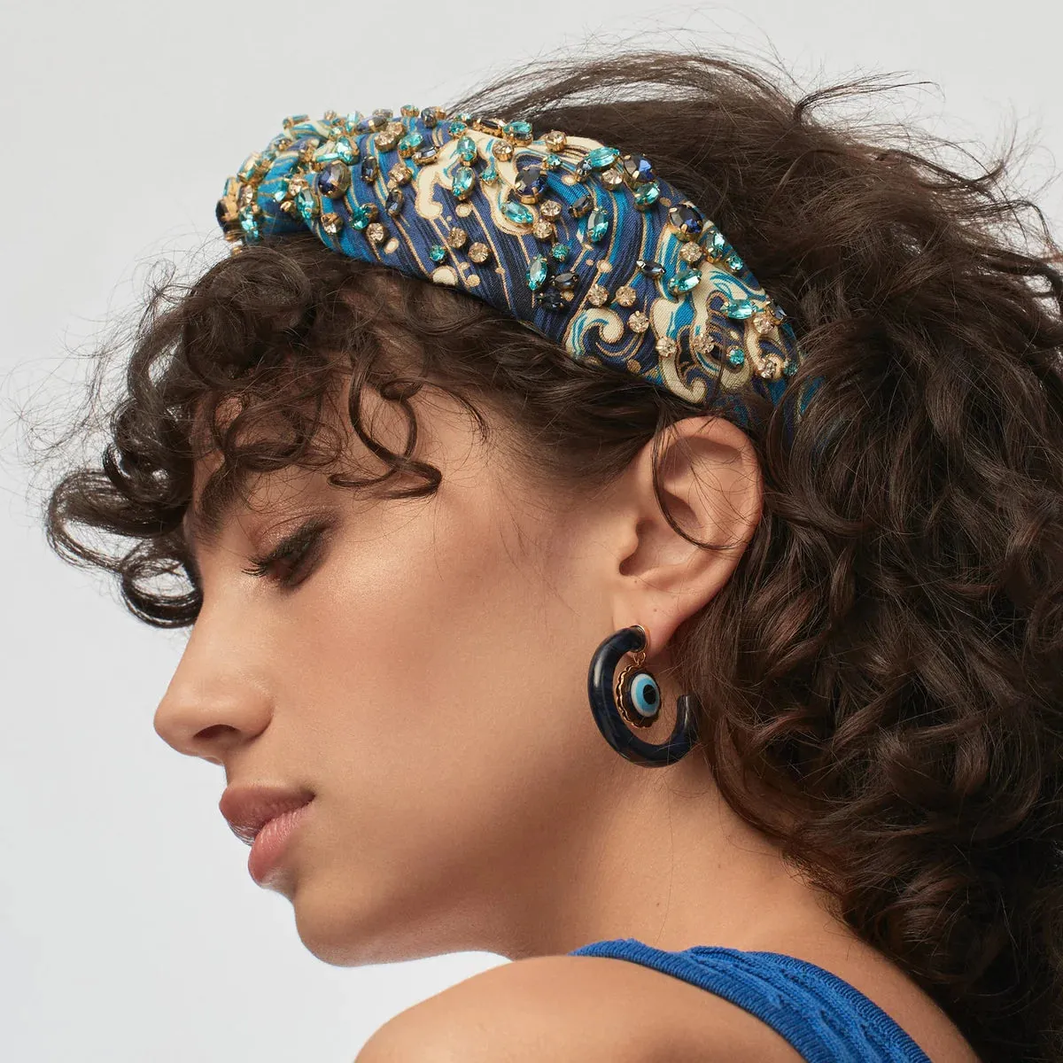 Crashing Waves Mixed Crystal Woven Knotted Headband