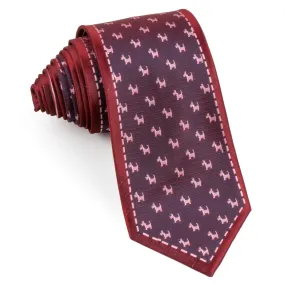 Daniel Men's Woven Silk Scotty Dog Neck Tie Scotties Dogs On Maroon With Solver Sparkles