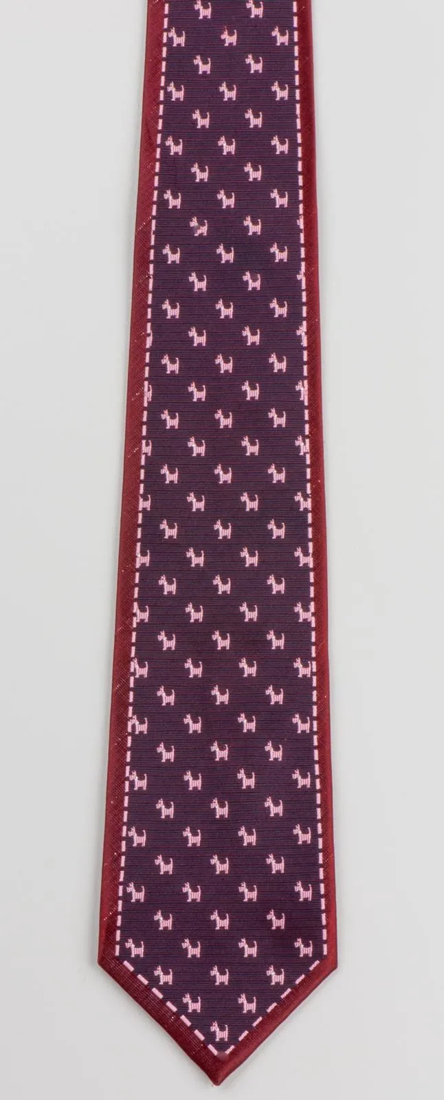 Daniel Men's Woven Silk Scotty Dog Neck Tie Scotties Dogs On Maroon With Solver Sparkles