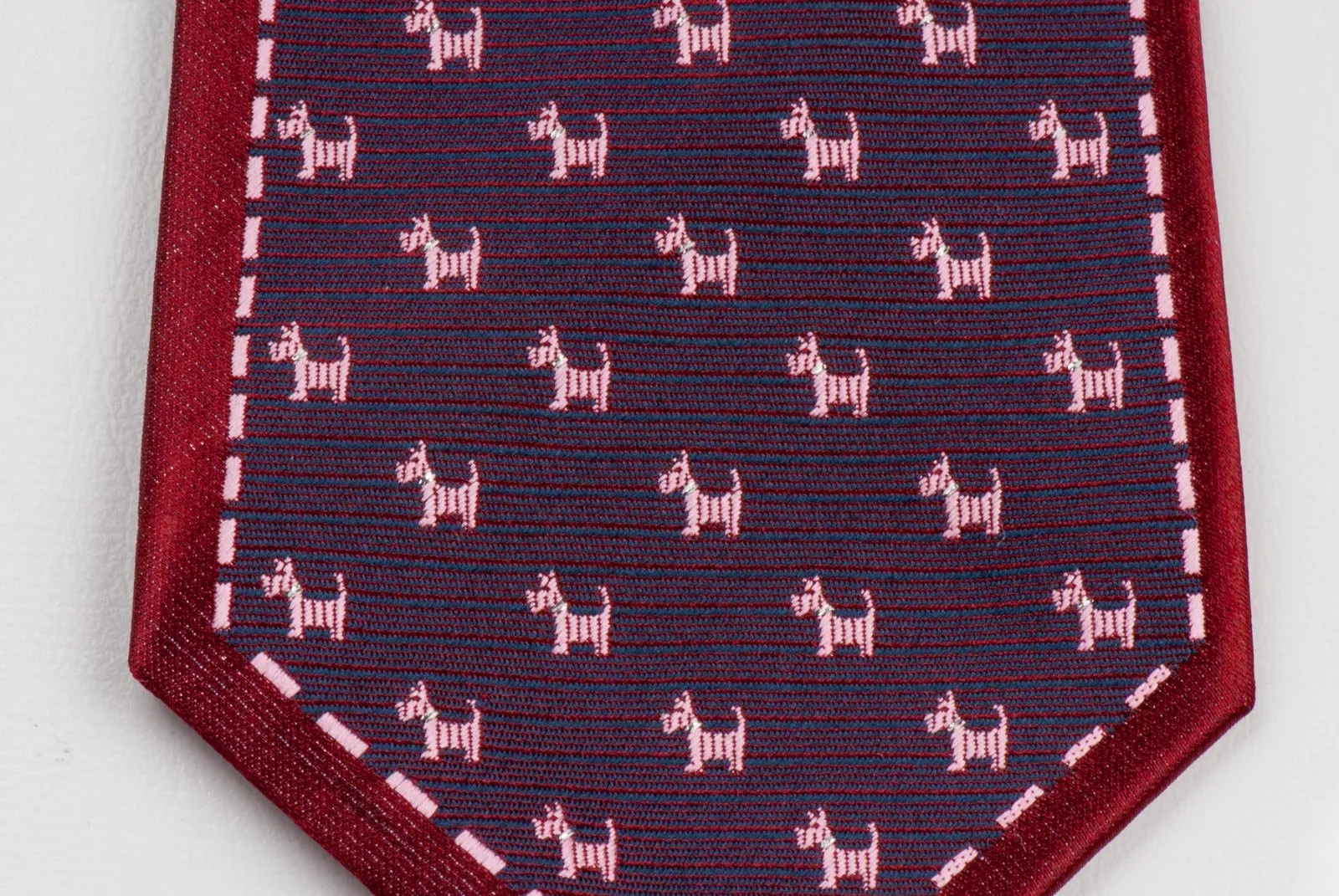 Daniel Men's Woven Silk Scotty Dog Neck Tie Scotties Dogs On Maroon With Solver Sparkles