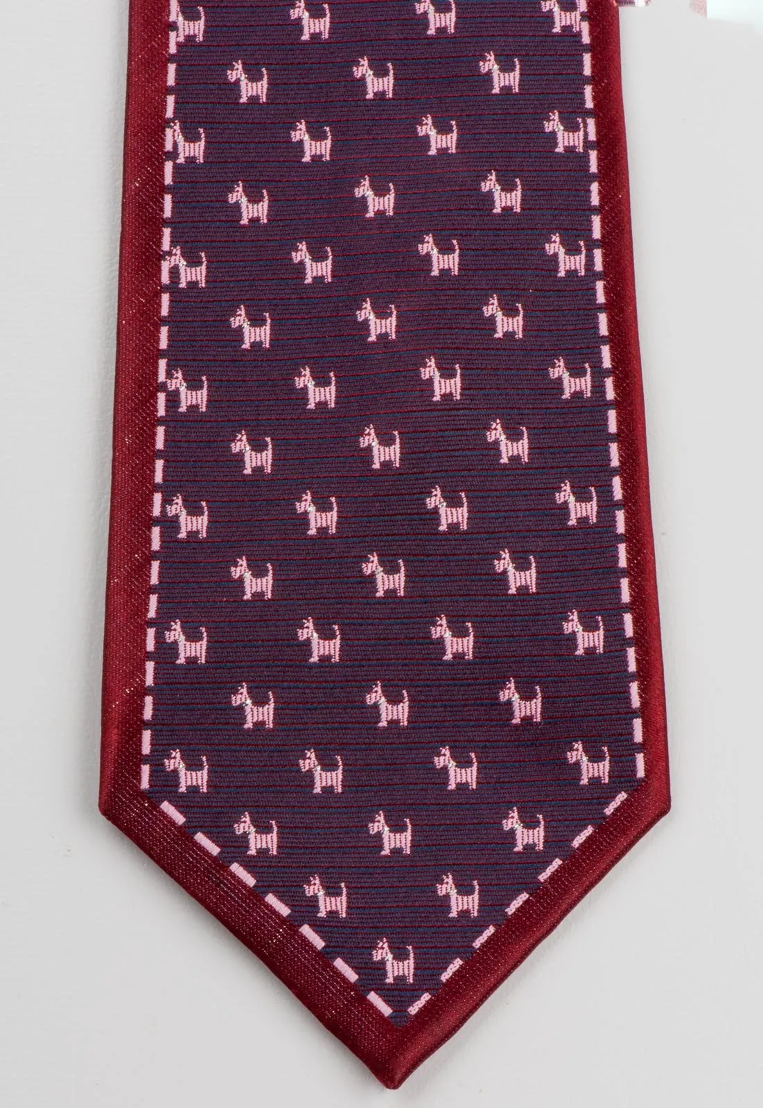 Daniel Men's Woven Silk Scotty Dog Neck Tie Scotties Dogs On Maroon With Solver Sparkles