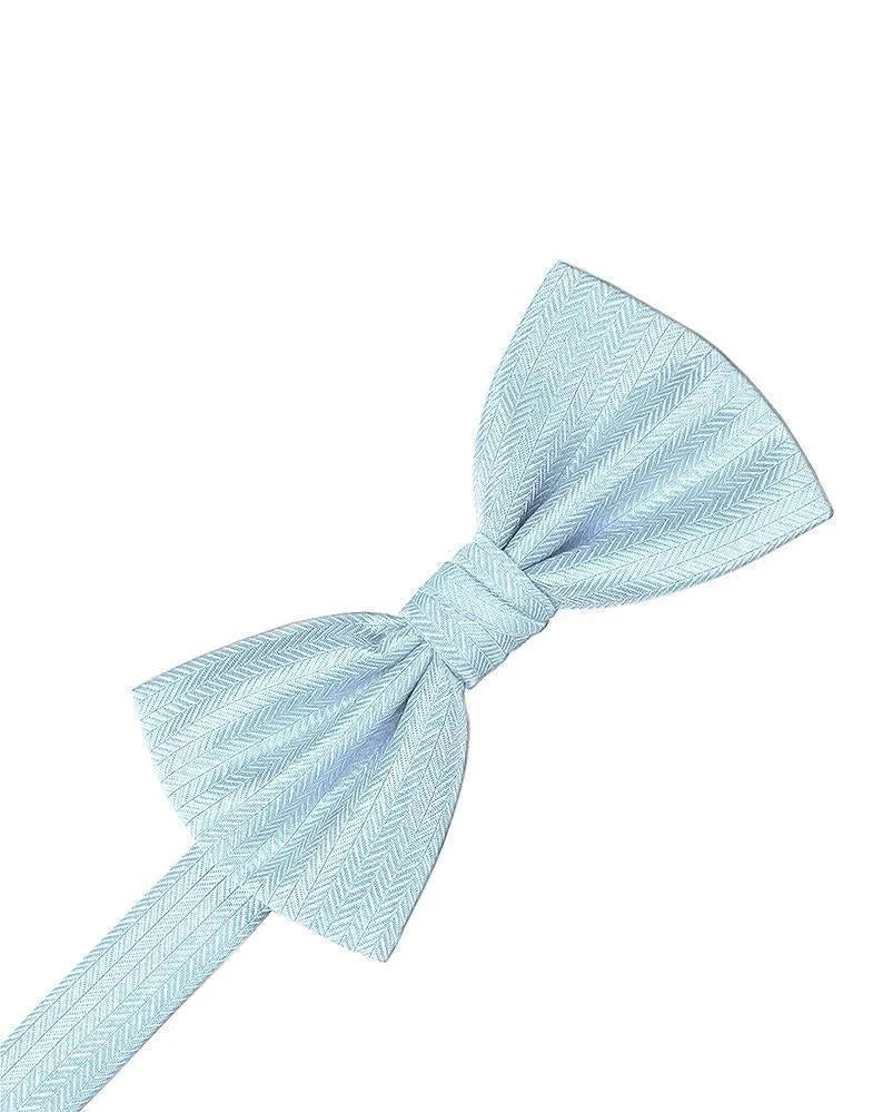 Diamond White Herringbone Bow Tie