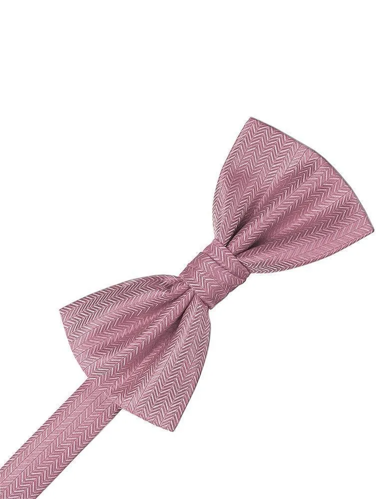 Diamond White Herringbone Bow Tie