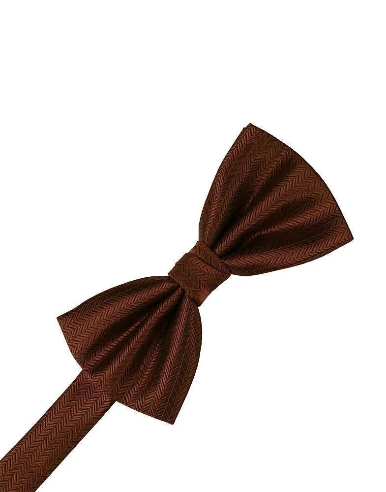 Diamond White Herringbone Bow Tie