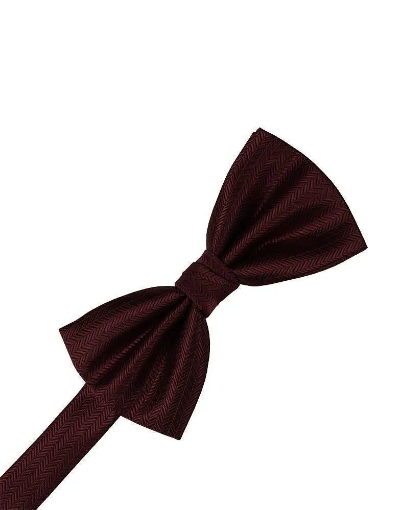 Diamond White Herringbone Bow Tie