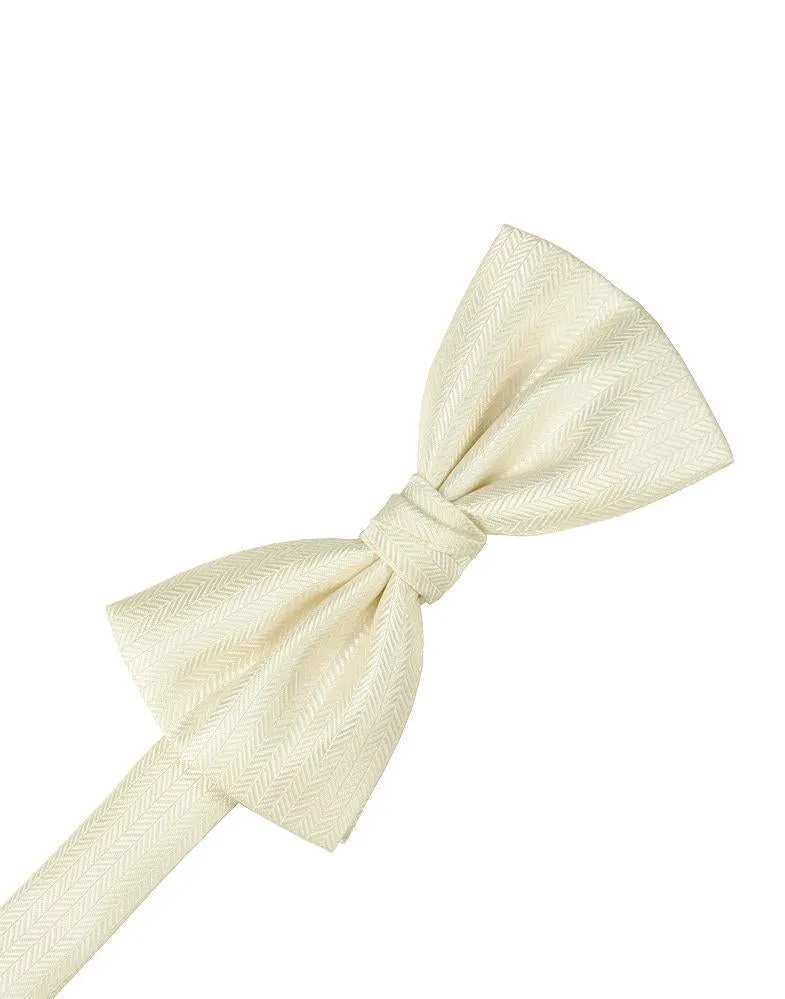 Diamond White Herringbone Bow Tie