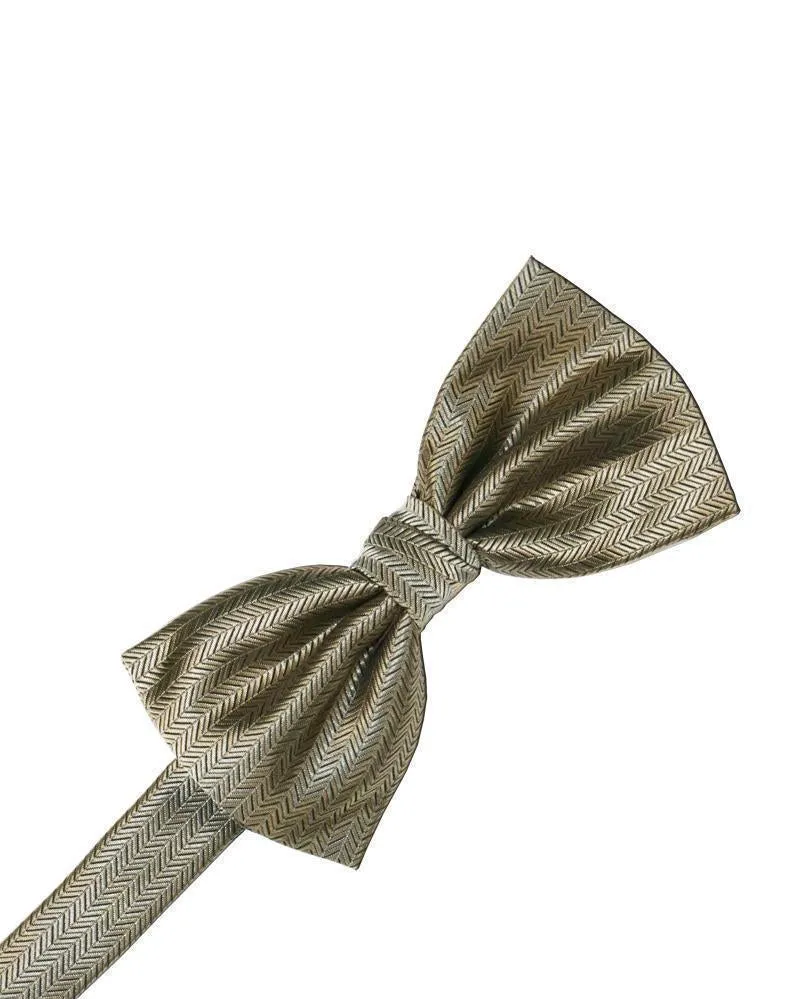 Diamond White Herringbone Bow Tie