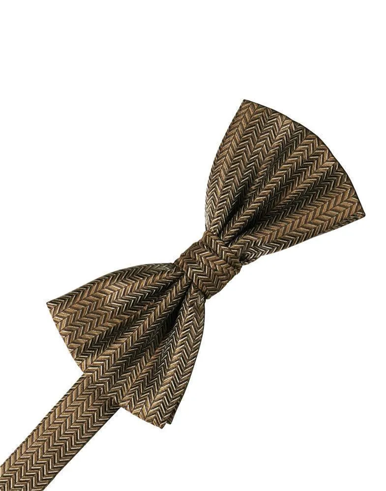 Diamond White Herringbone Bow Tie