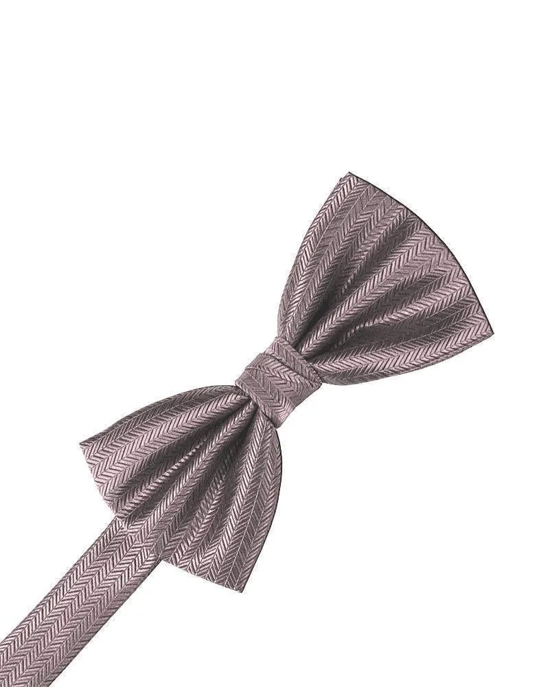 Diamond White Herringbone Bow Tie