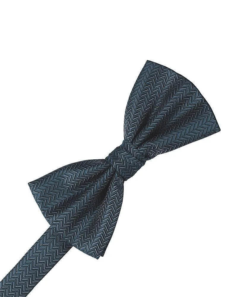 Diamond White Herringbone Bow Tie