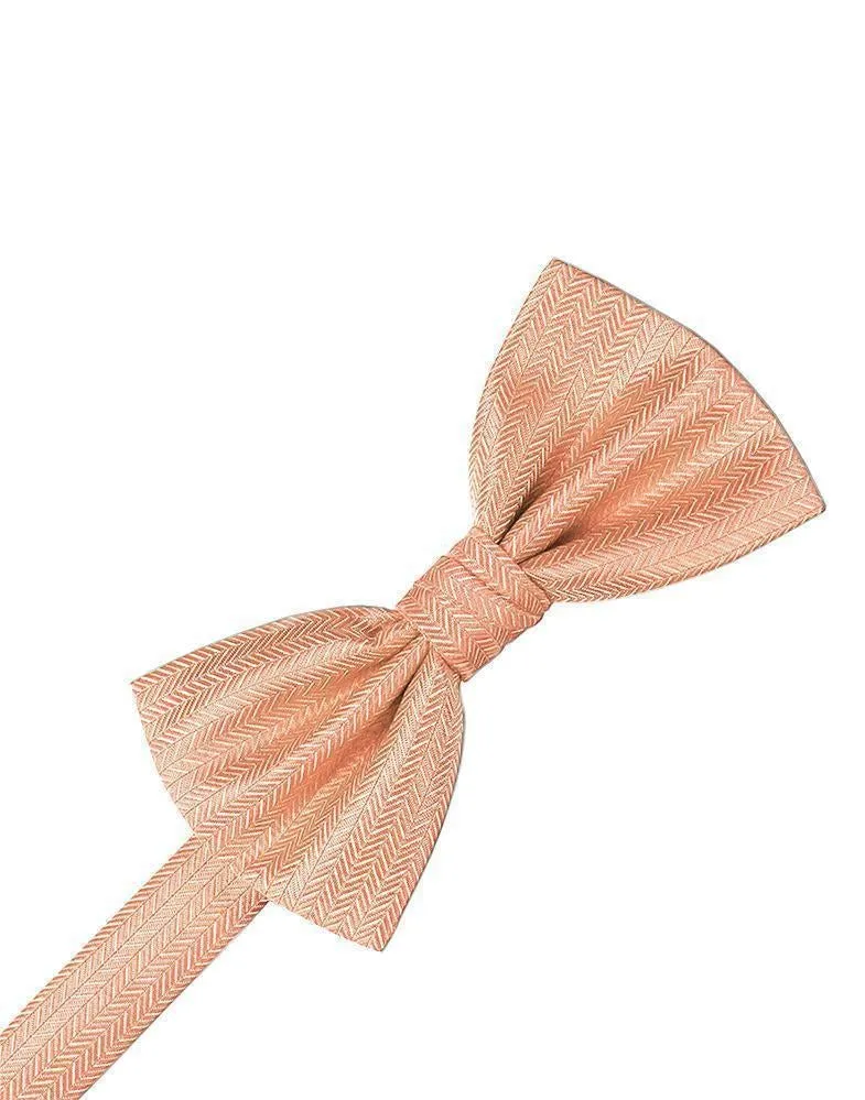 Diamond White Herringbone Bow Tie