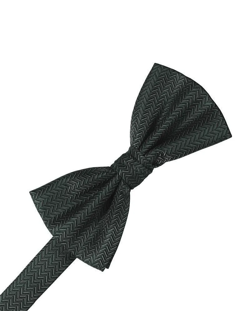 Diamond White Herringbone Bow Tie