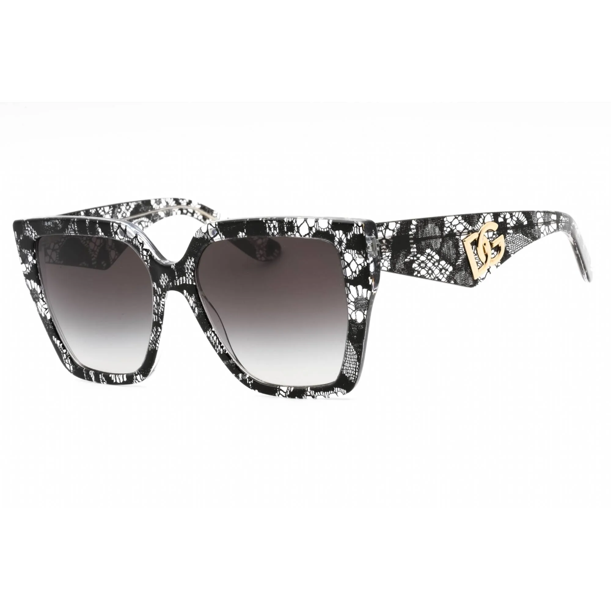 Dolce & Gabbana Women's Sunglasses - Pattern Black Lace Cat Eye Frame | 0DG4438 32878G