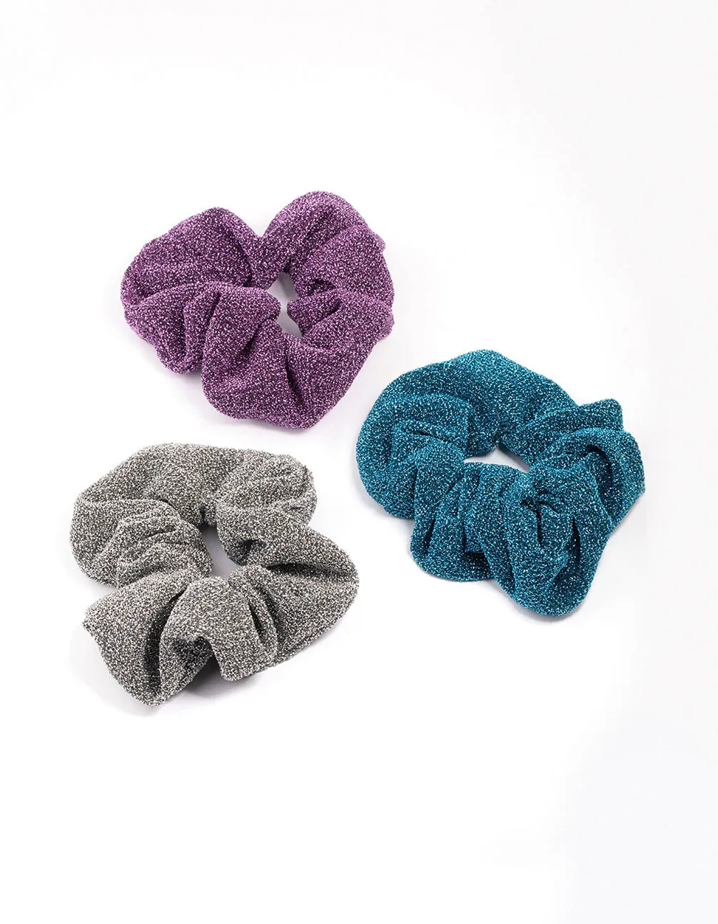 Fabric Glitter Hair Scrunchie 3-Pack