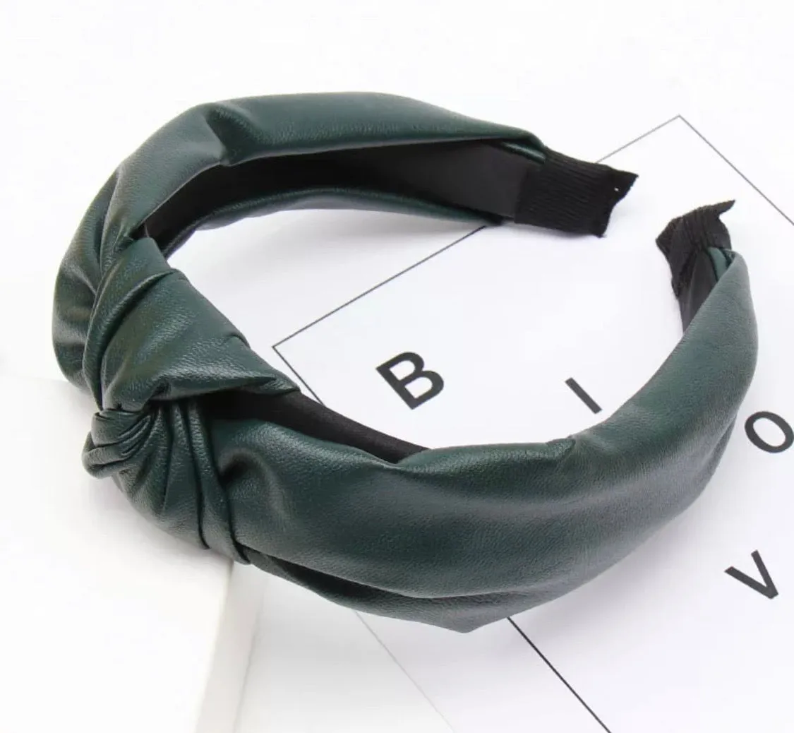 Faux Leather Headband - Olive