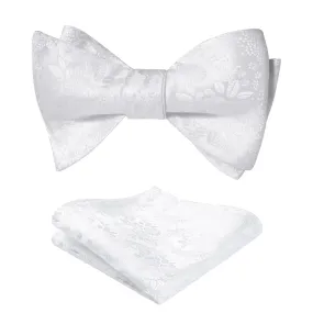 Floral Bow Tie & Pocket Square - A-WHITE