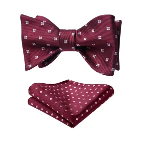 Floral Bow Tie & Pocket Square - BURGUNDY/WHITE