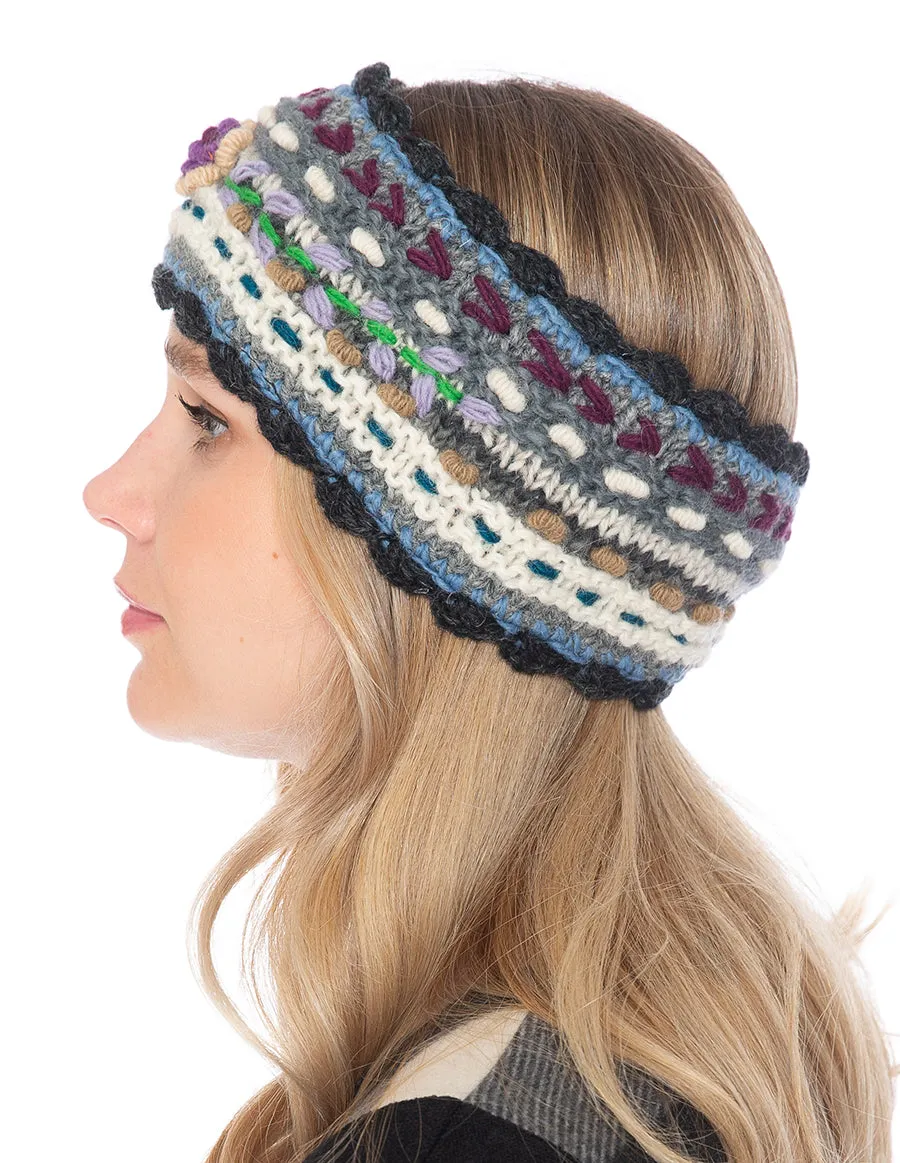 Floral Knitted Woolen Headband