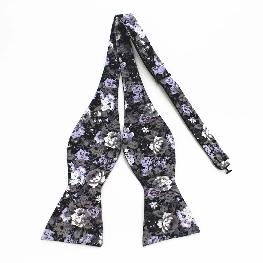 Flowered Cotton Self-Tie Bow Tie