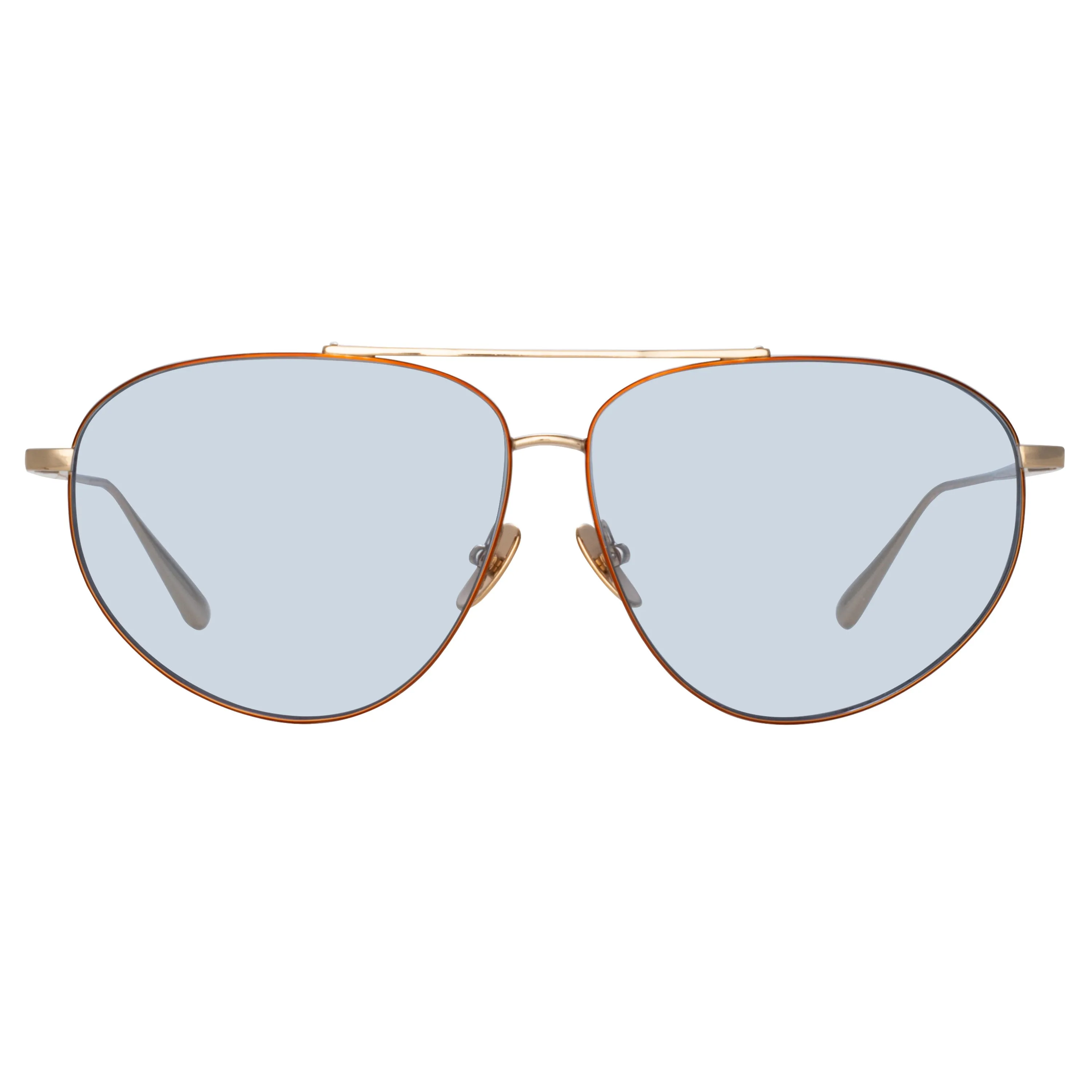 Gabriel Oversized Sunglasses in Light Gold and Blue