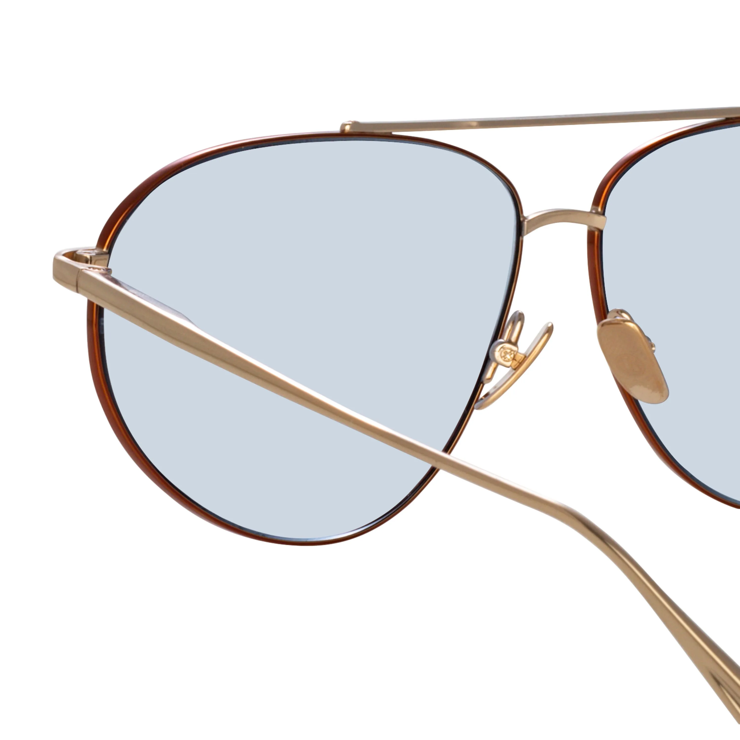 Gabriel Oversized Sunglasses in Light Gold and Blue