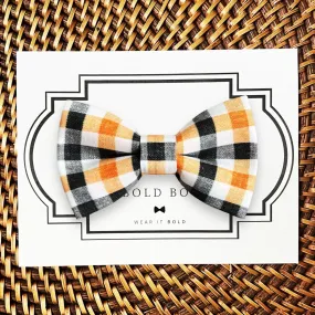 Halloween Orange Black Plaid Pet Bow Tie for Dog and Cat Collar