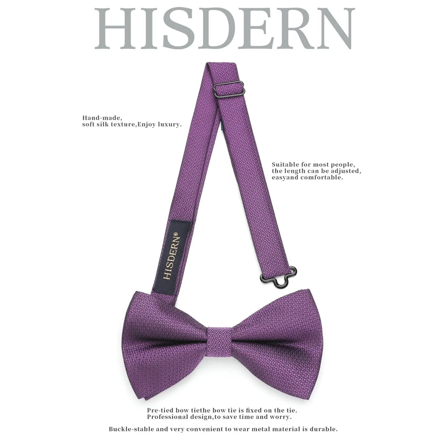 Houndstooth Pre-Tied Bow Tie - 01-PURPLE2