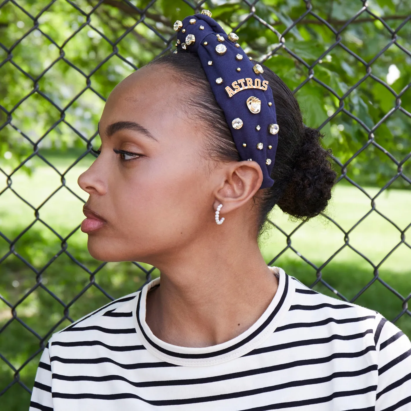 HOUSTON ASTROS LELE SADOUGHI / MLB NAVY EMBELLISHED KNOTTED HEADBAND