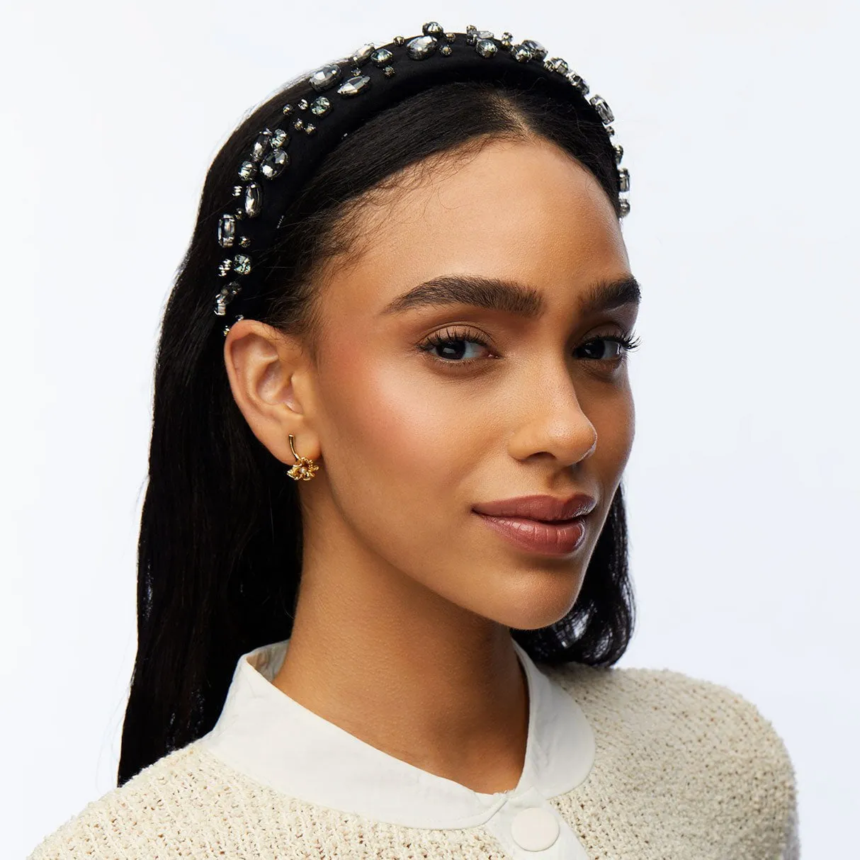 JET CRYSTAL EMBELLISHED ALICE HEADBAND