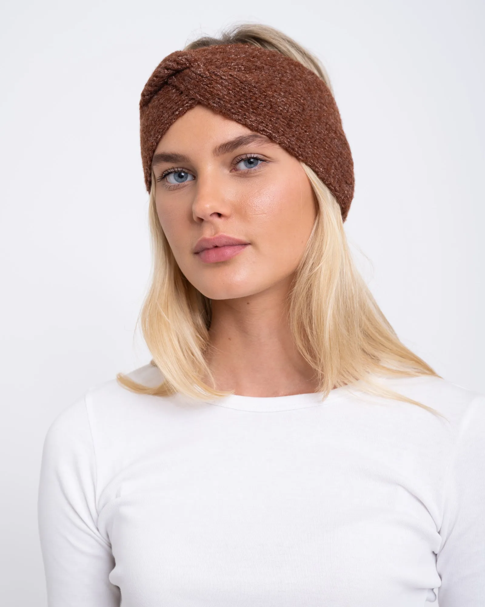 Knitted Headband Midbrown Melange